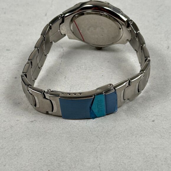 Pulsar Watch Mens 38mm Date Blue Dial Silver Tone 8" Rotating Bezel New Battery - Picture 6 of 10